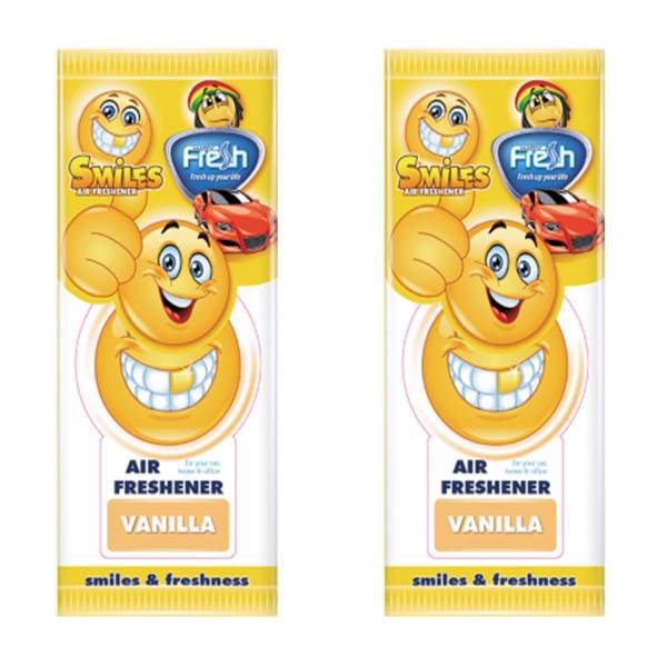 خوشبو کننده خودرو فرش وی مدل Smile Vanilla - بسته 2 عددی، Fresh Way Smile Vanilla Car Air Freshener - Pack Of 2