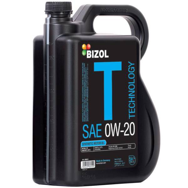 روغن موتور خودرو بیزول مدل Technology 0W-20 ظرفیت 5 لیتر، Bizol Technology 0W-20 Engine Oil 5L