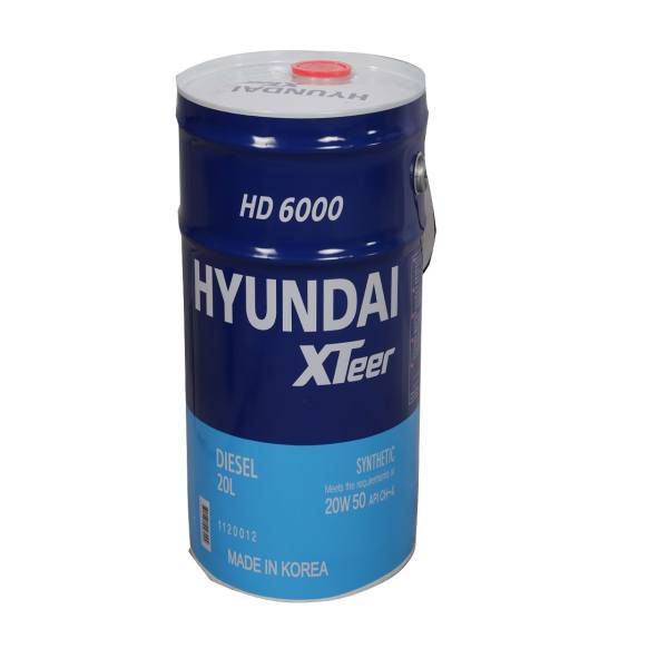 روغن موتور خودرو هیوندای اکستیر دیزلی مدل 20W-50 HD 6000 ظرفیت 20 لیتر، Hyundai XTeer HD6000 20W-50 Engine Oil 20L