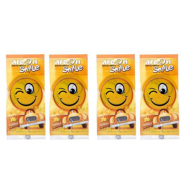 خوشبو کننده ماشین آرئون مدل Smile Vanilla بسته چهار عددی، Areon Smile Vanilla Car Air Freshener Pack Of 4