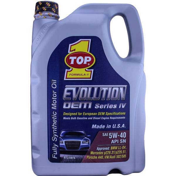 روغن موتور خودرو تاپ وان مدل Evolution 5W-40 حجم 4 لیتر، Top 1 Evolution 5W-40 Car Engine Oil 4L