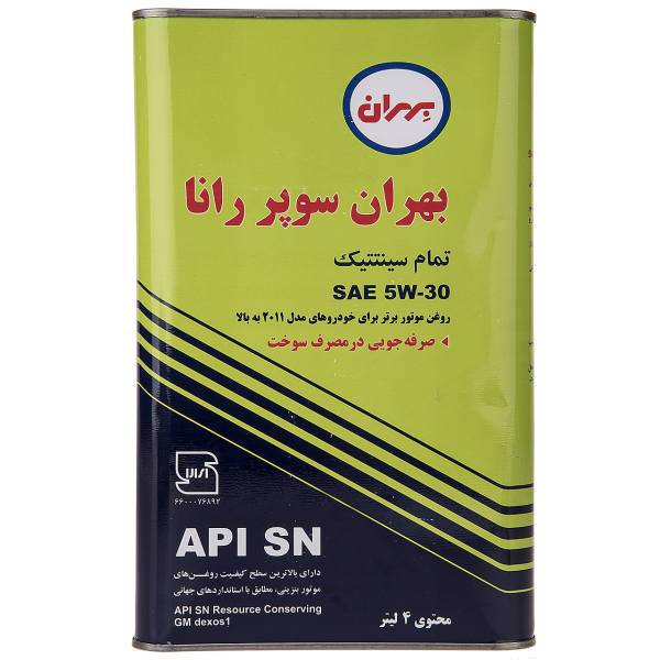 روغن موتور خودرو بهران مدل Super Rana SAE چهار لیتری 5W-30، Behran Super Rana SAE 4L 5W-30 Car Engine Oil