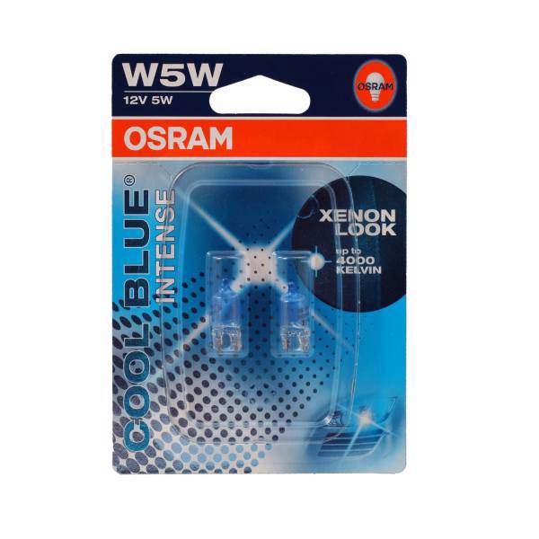 لامپ خودرو اسرام مدل W5W 12V 5 W Cool Blue Intense 2825CBI بسته 2 عددی، Osram W5W 12V 5 W Cool Blue Intense 2825CBI Car Lamp Pack Of 2