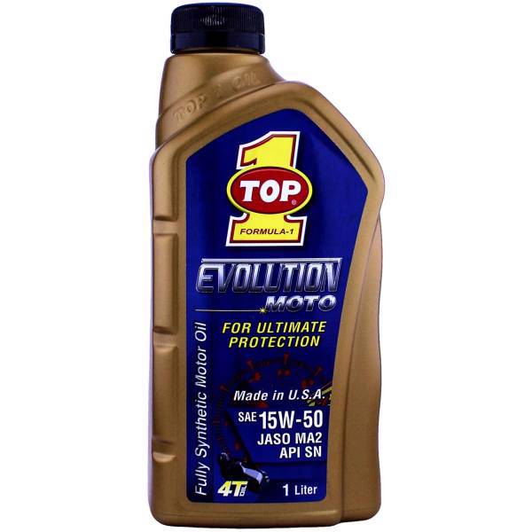 روغن موتور موتور سیکلت تاپ وان مدل EVOLUTION JASO MA2 15W-50 حجم 1 لیتر، Top 1 EVOLUTION JASO MA2 15W-50 Motorcycle Engine Oil 1L