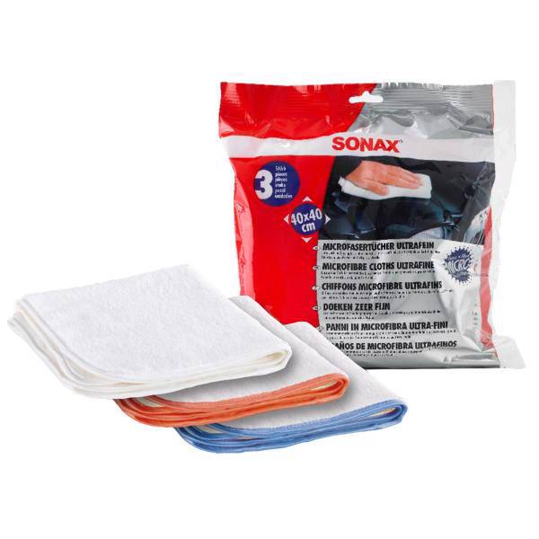 حوله مایکرو فایبر سفید اولترافاین سوناکس مدل 450700 بسته 3 عددی، Sonax 450700 Microfiber Ultrafine Cloth Pack of 3