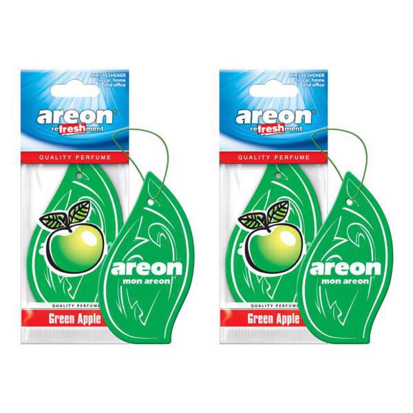 خوشبو کننده ماشین آرئون مدل Refreshment Green Apple - بسته 2 عددی، Areon Refreshment Green Apple Car Air Freshener- Pack of 2