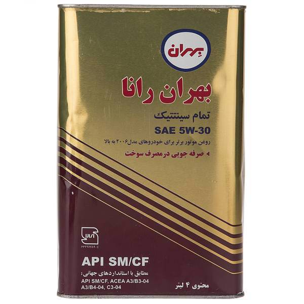 روغن موتور خودرو بهران مدل Rana SAE چهار لیتری 5W-30، Behran Rana SAE 4L 5W-30 Car Engine Oil