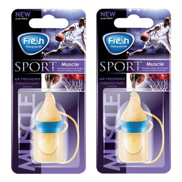 خوشبوکننده خودرو فرش وی مدل Wood Sport Muscel -بسته 2 عددی، Fresh Way Wood Sport Muscel Car Air Freshener- Pack of 2