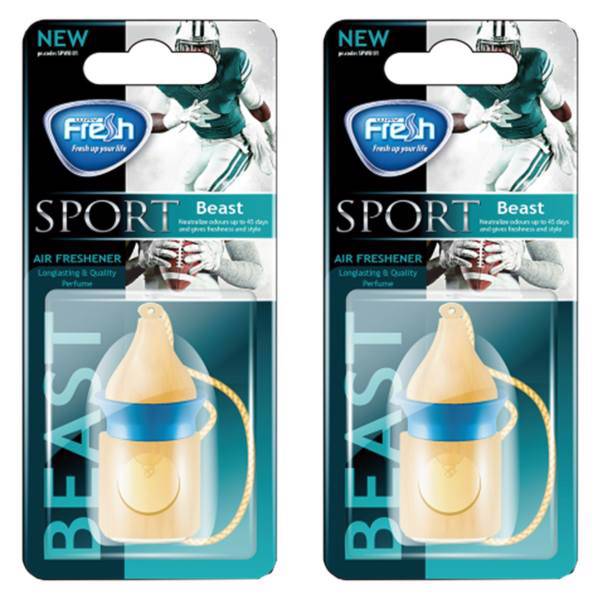 خوشبوکننده خودرو فرش وی مدل Wood Sport Beast -بسته 2 عددی، Fresh Way Wood Sport Beast Car Air Freshener- Pack of 2