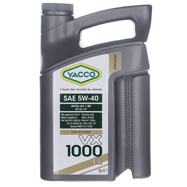 روغن موتور خودرو یاکو مدل 5W-40 VX1000 حجم 5 لیتر، Yacco 5W-40 VX1000 Engine Oil 5L