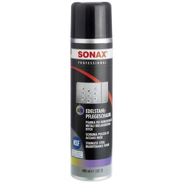 فوم تمیز کننده سطوح استیل سوناکس مدل 870300 حجم 400 میلی لیتر، Sonax 870300 Stainless Steel Maintenance Foam 400ml